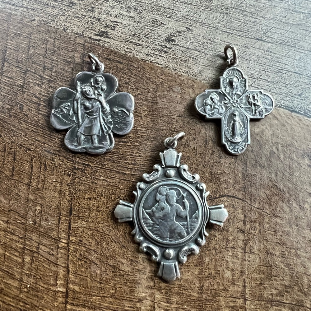 Vintage Sterling Silver Religious Charms